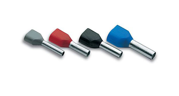 Adereindhuls twin 2x2,5mm2 grijs geisoleerd lengte 10mm zakje 250