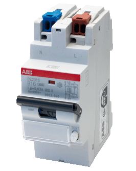 ABB comfomaat (aardlekautomaat) 30mA 1p+N 16A B 6kA 2 mod met busboard aansluiting