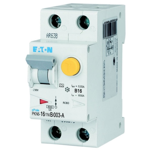 Eaton PKN6-16/1N/B/003 aardlekautomaat 1p+N 16A B 30mA 6kA 2 mod
