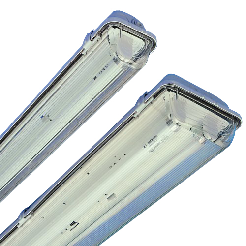 PIL Lumis 15-00419 Acro XS T8 2x58W HF (EVSA) dimbaar 1-10V TL opbouwarmatuur IP65 stootvaste acrylaat (PMMA) afdekkap met RVS clips